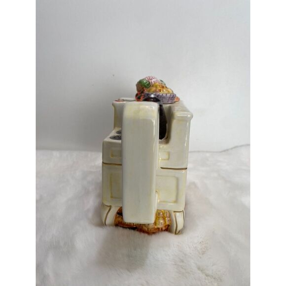 Ceramic Kitchen Stove with Kettle Food Towels Fruit Basket Decorative Tea Pot - Picture 2 of 5